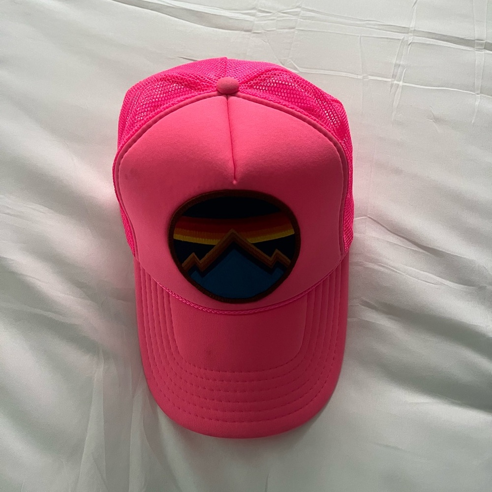 Aviator Nation Pink Trucker Hat with Mountain Patch
